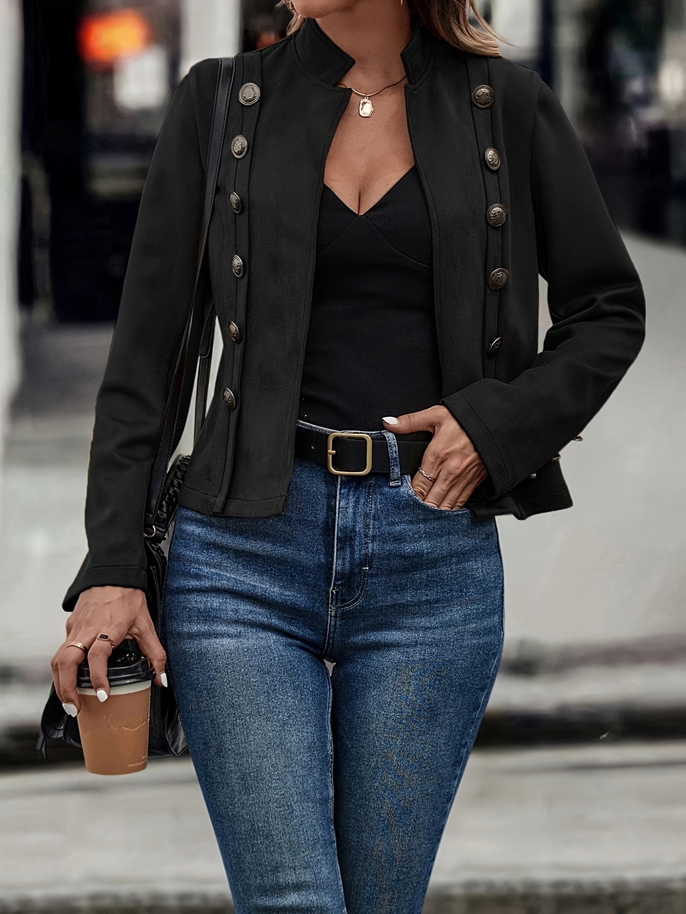 Women's double-breasted velvet retro jacket