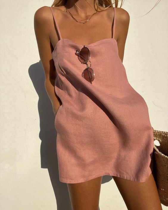 Women's Slip Dress - Lightweight Cotton - Adjustable Straps - Flowy Above-Knee Design