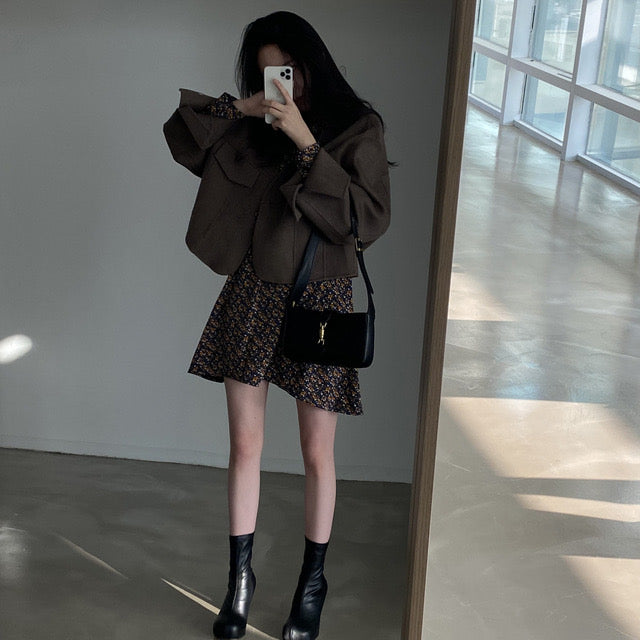 Women's vintage chic v-neck loose jacket