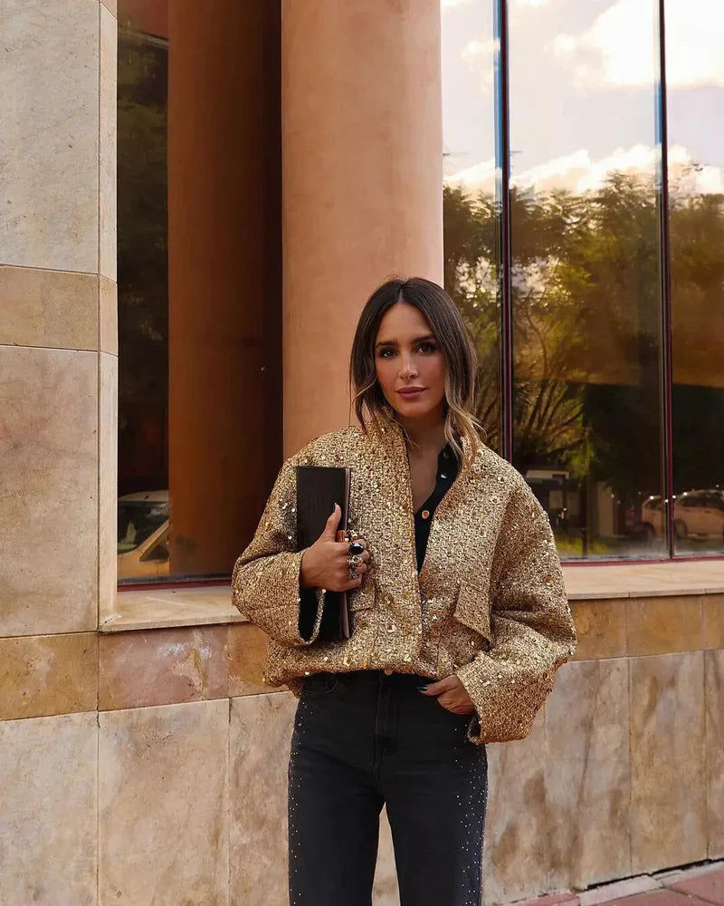 Women's sequined quilted coat