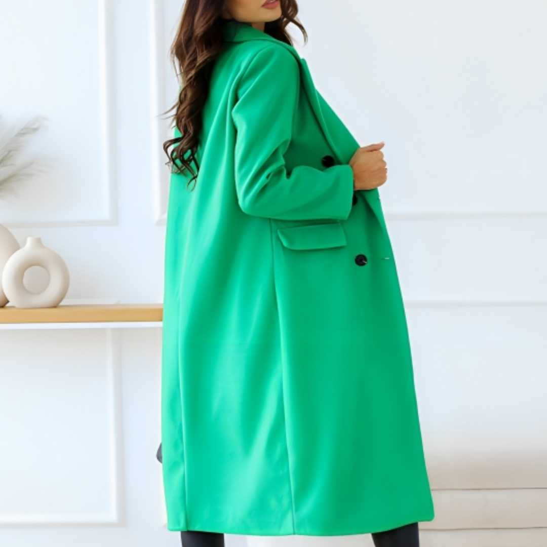 Long-Sleeved Lapel Button Coat