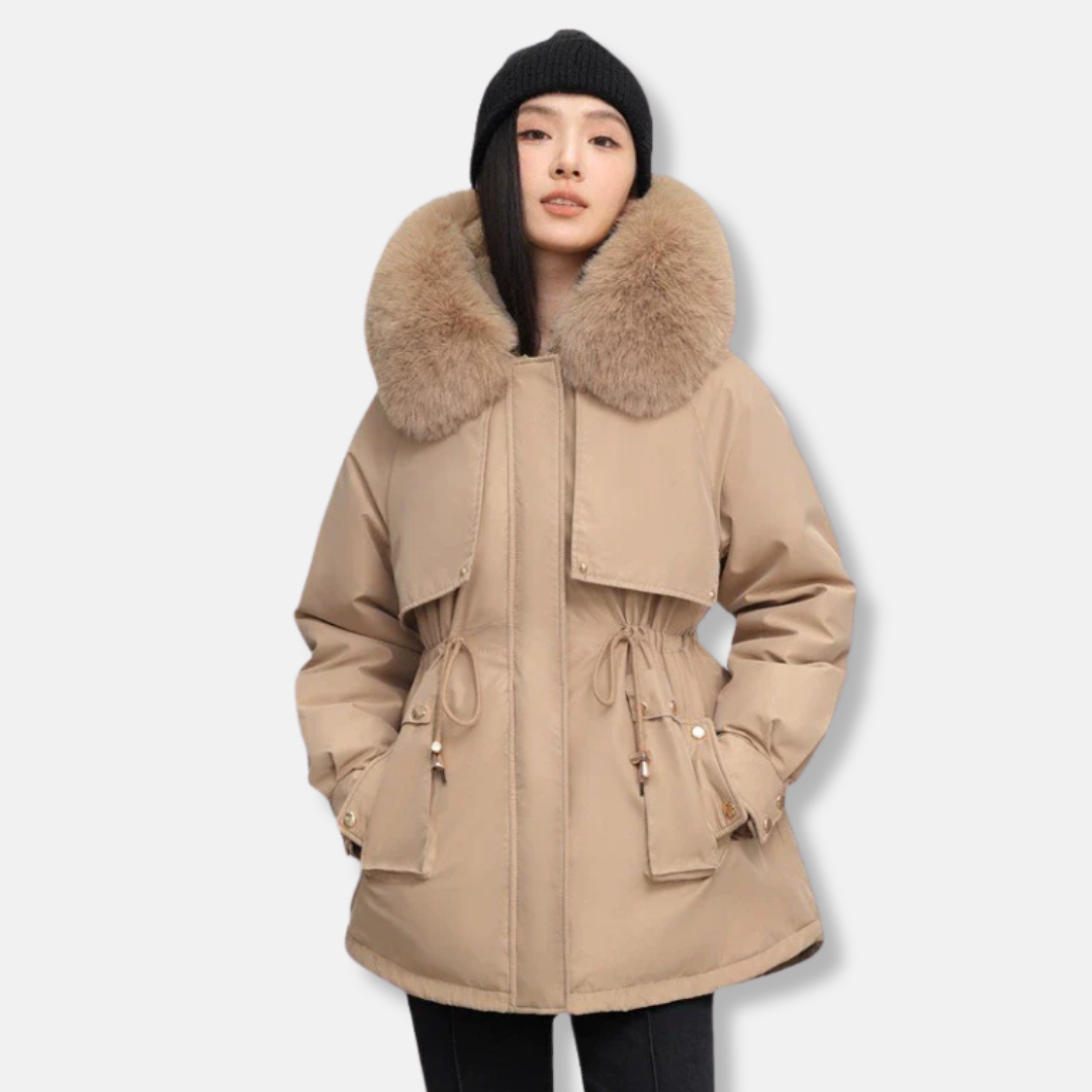 Water-Resistant Faux Fur Collar Parka Jacket