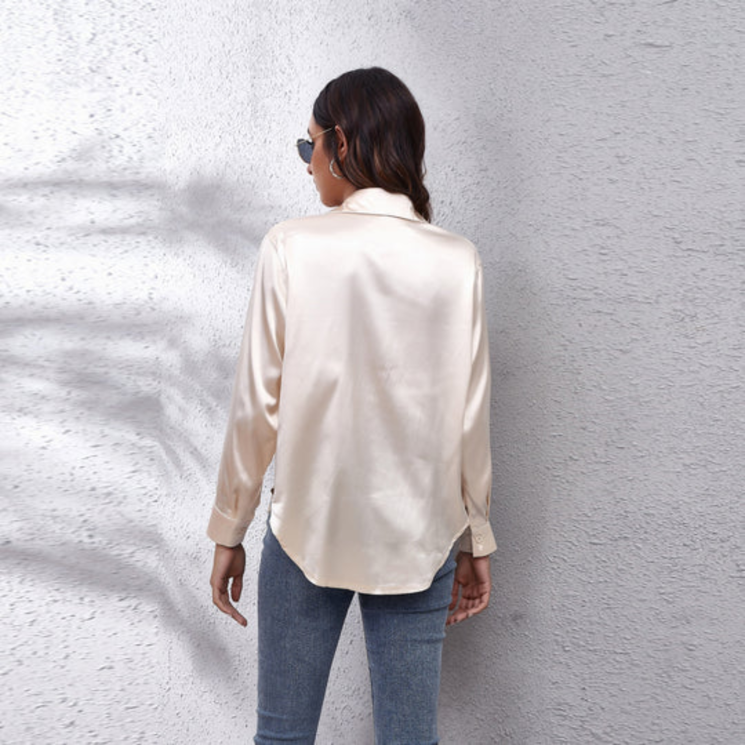 Elegant Draped Silk Button Down Shirt