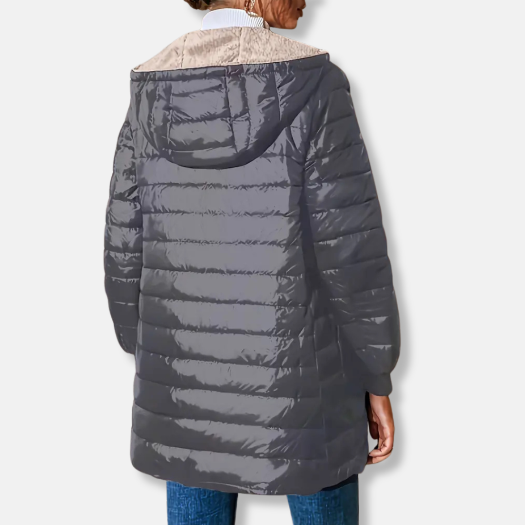 Amelia Hooded Quilted Puffer Jacket | Reversible Relaxed Fit Jacket