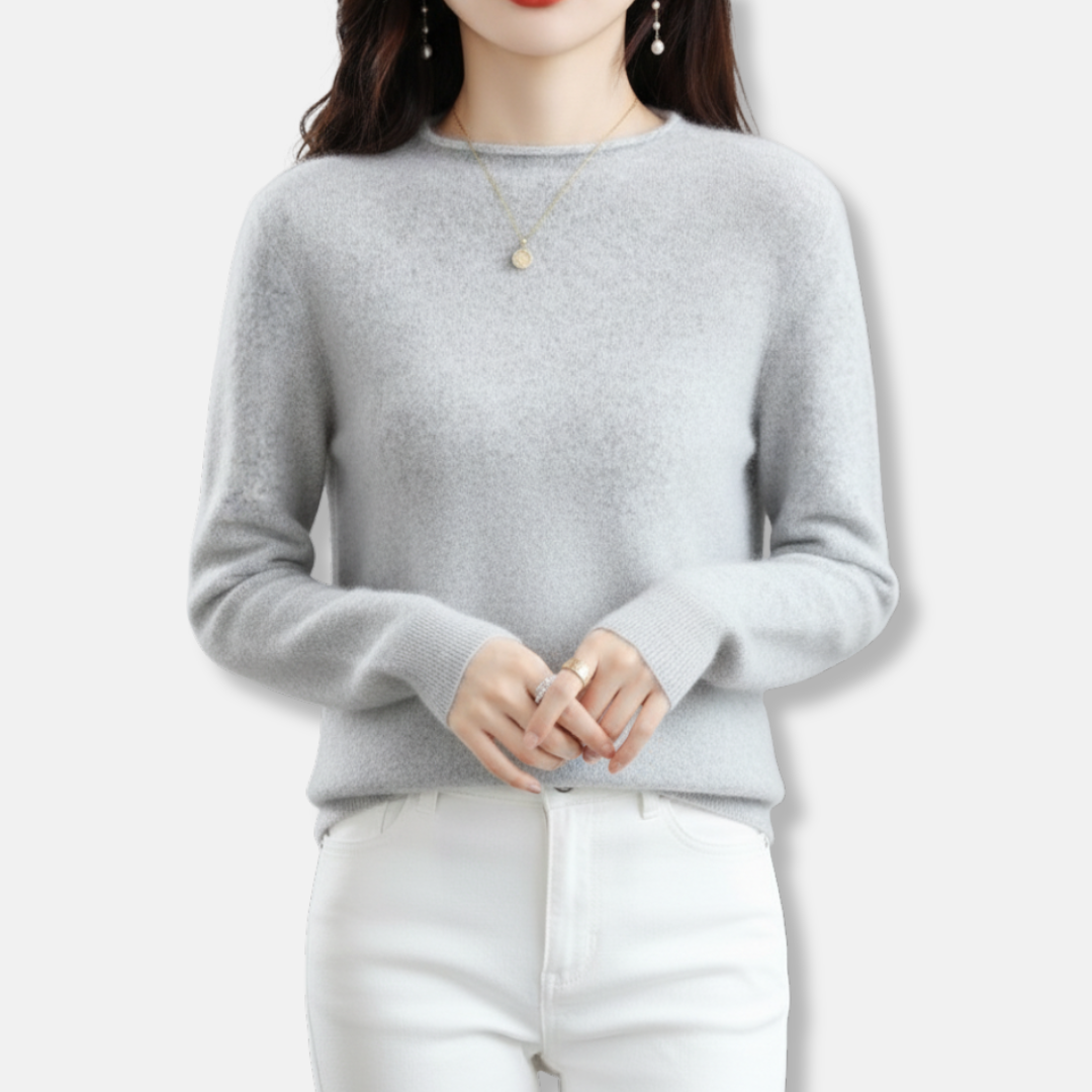 Amelia Relaxed Fit Pullover Sweater | Crewneck Long Sleeve Sweater