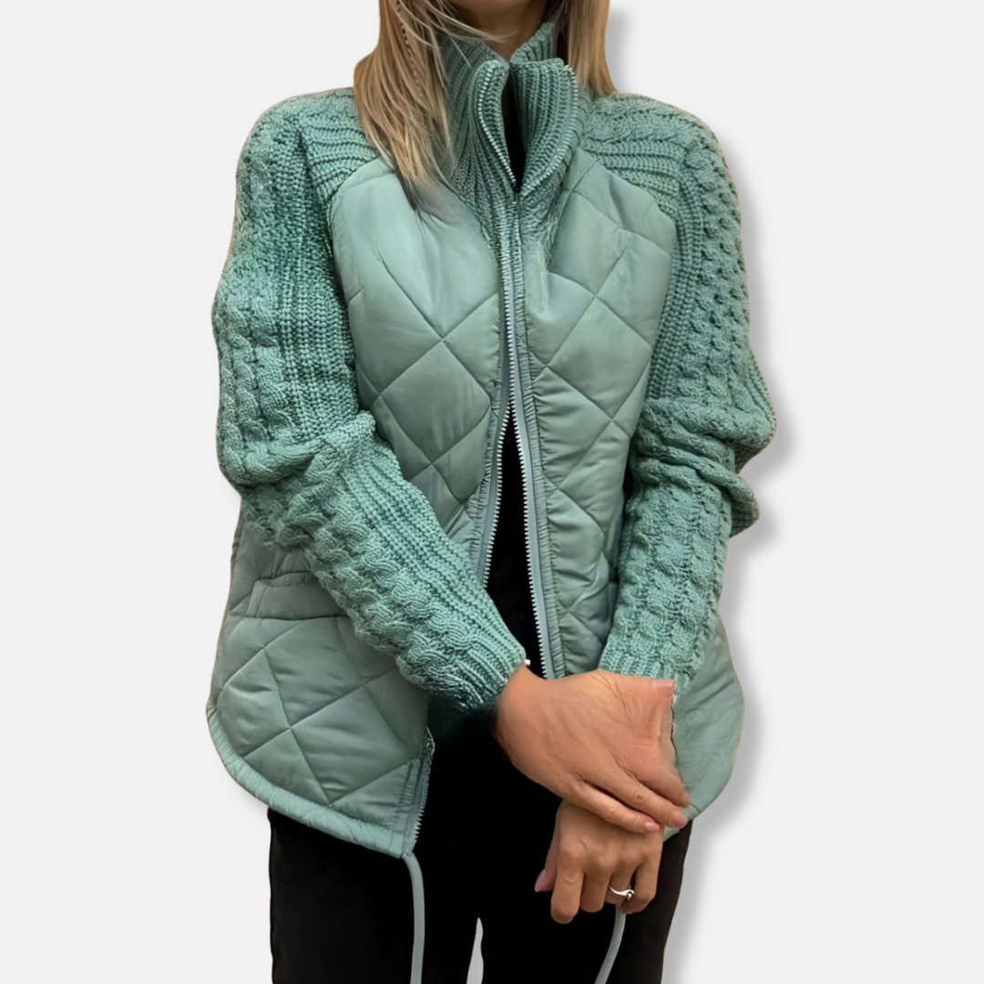 Women’s Jacket - Quilted - Relaxed Fit - Stand-Up Collar - Hip Length