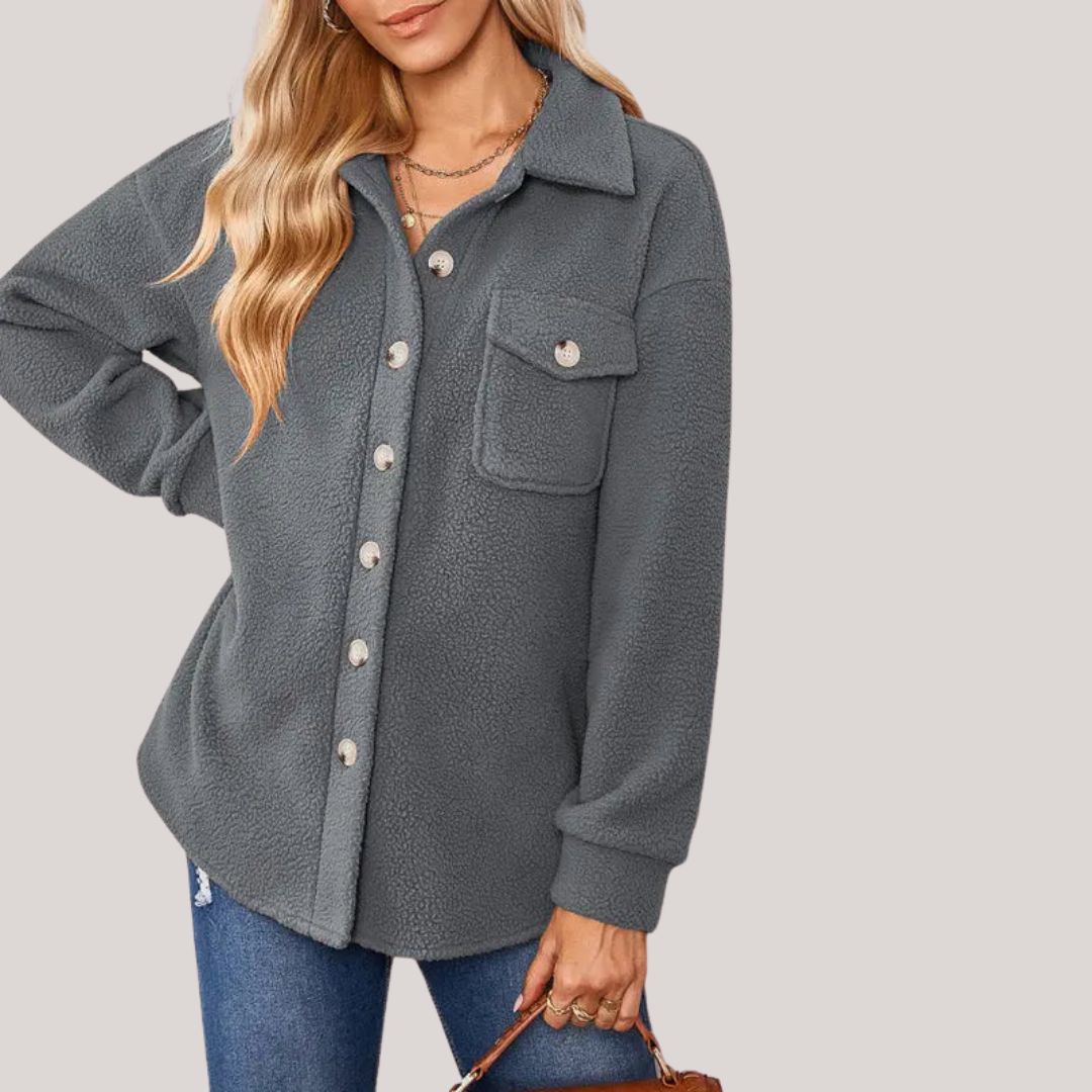 Women's autumn winter fashion lapel plush jacket
