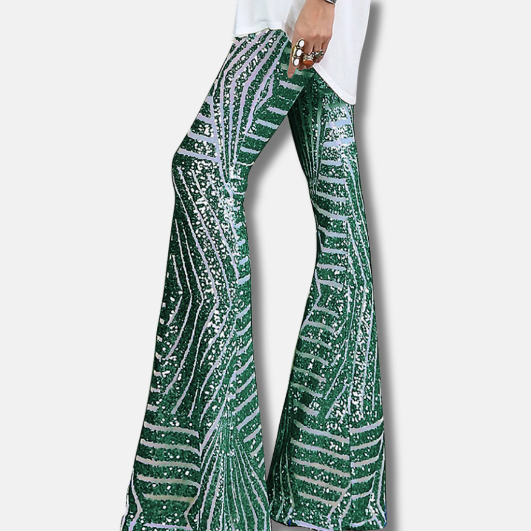 Sequin Geometric High Waist Wide Leg Pants
