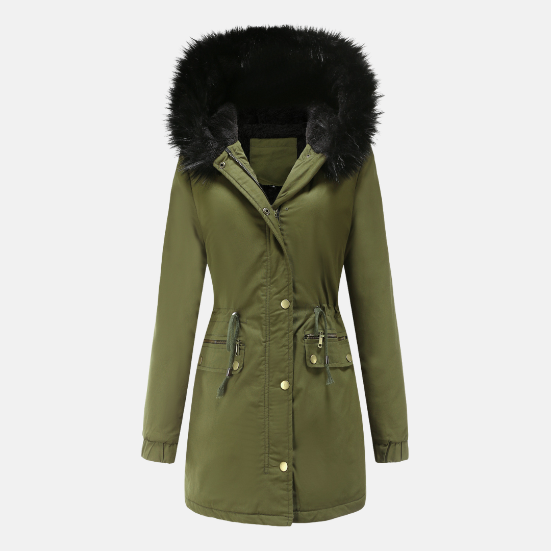 Water-Resistant Faux Fur Hood Parka Jacket