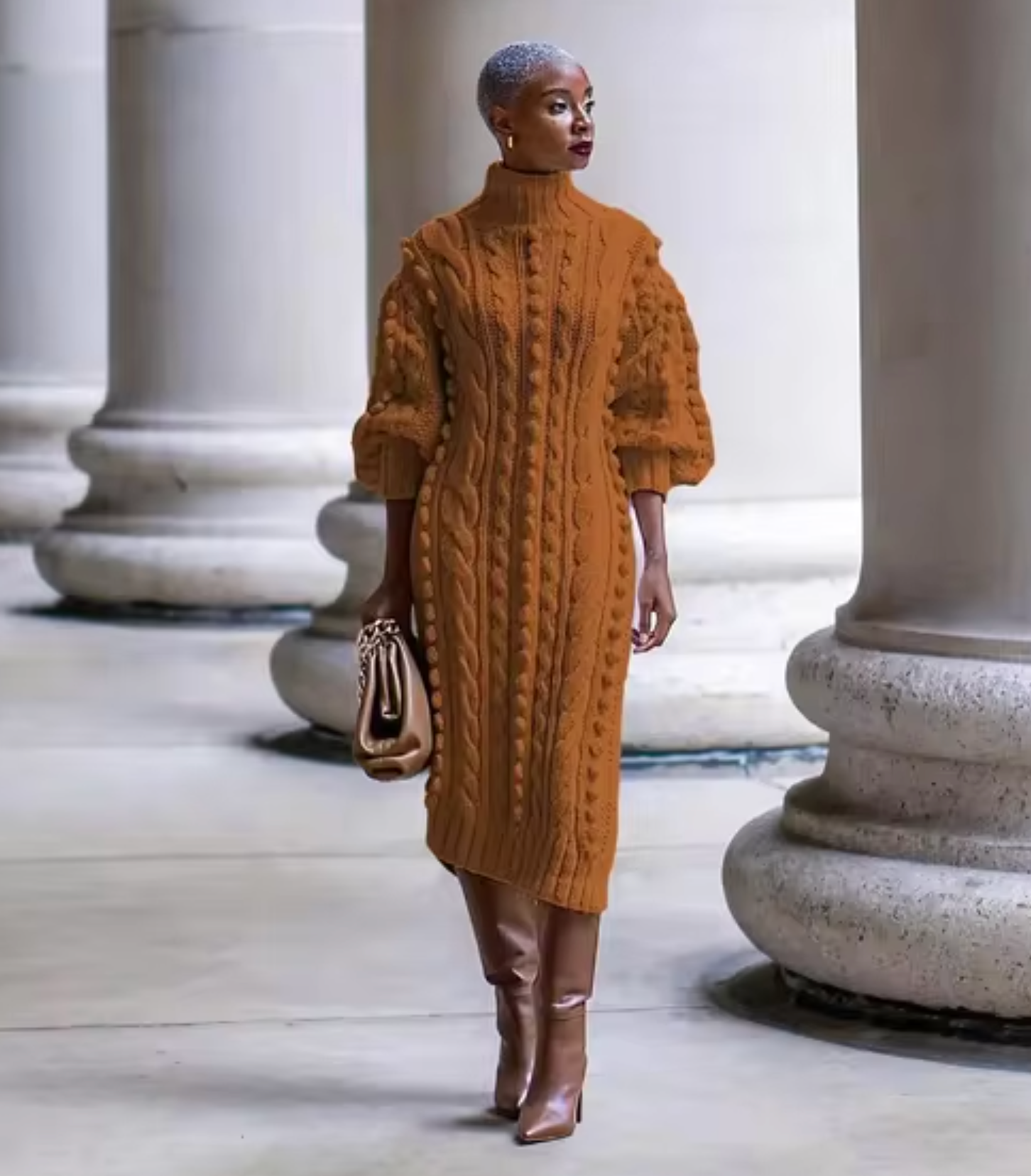 Wool Knitted Turtleneck Dress