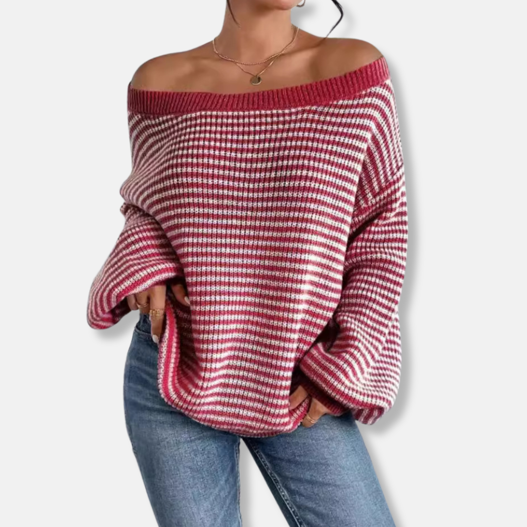 Knitted Loose Fit Lantern Sleeve Sweatshirt