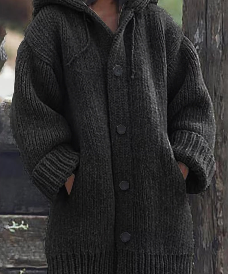 Women's hooded sweater cardigan