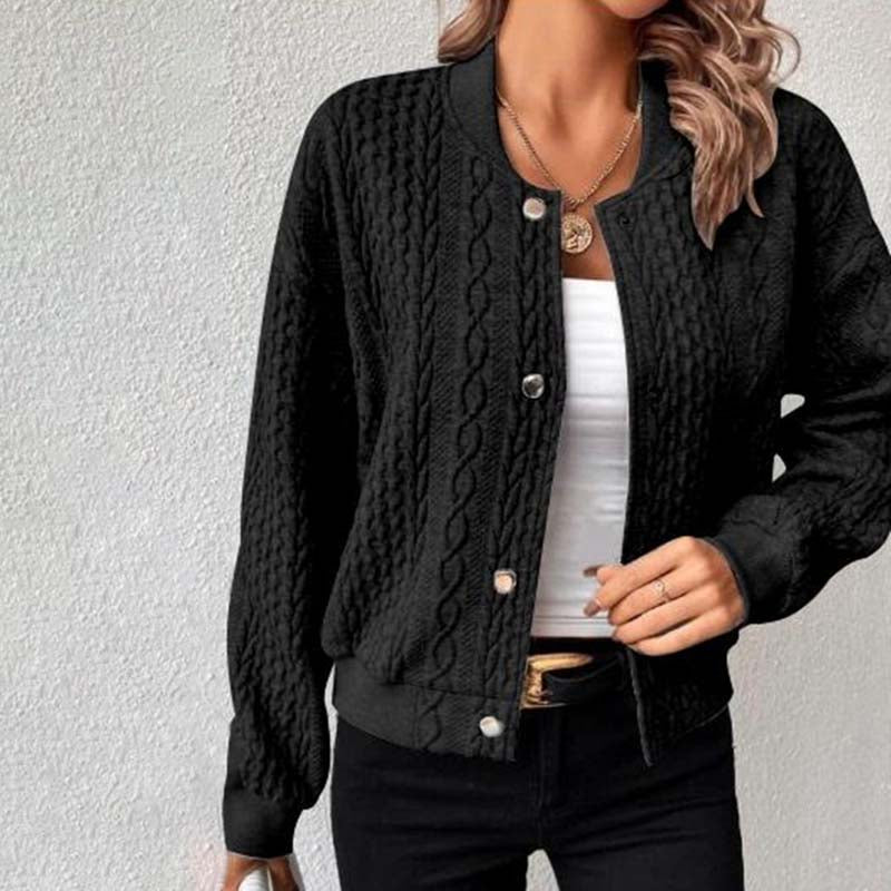 Women's solid color stand collar single breasted jacket