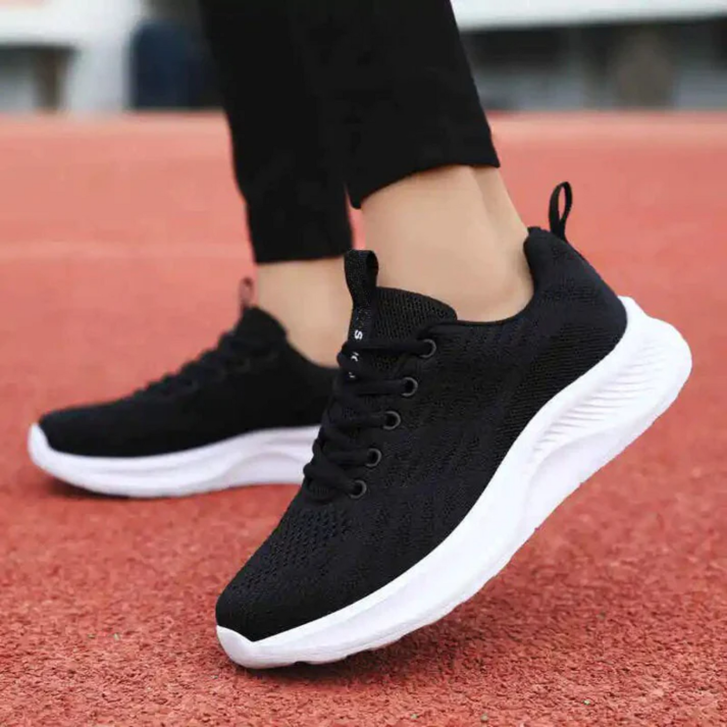 Women's Athletic Sneakers - Breathable Knitted Mesh - Lightweight Cushioned Sole