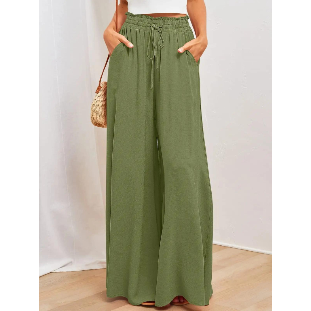Women's boho flowy elastic waist pants