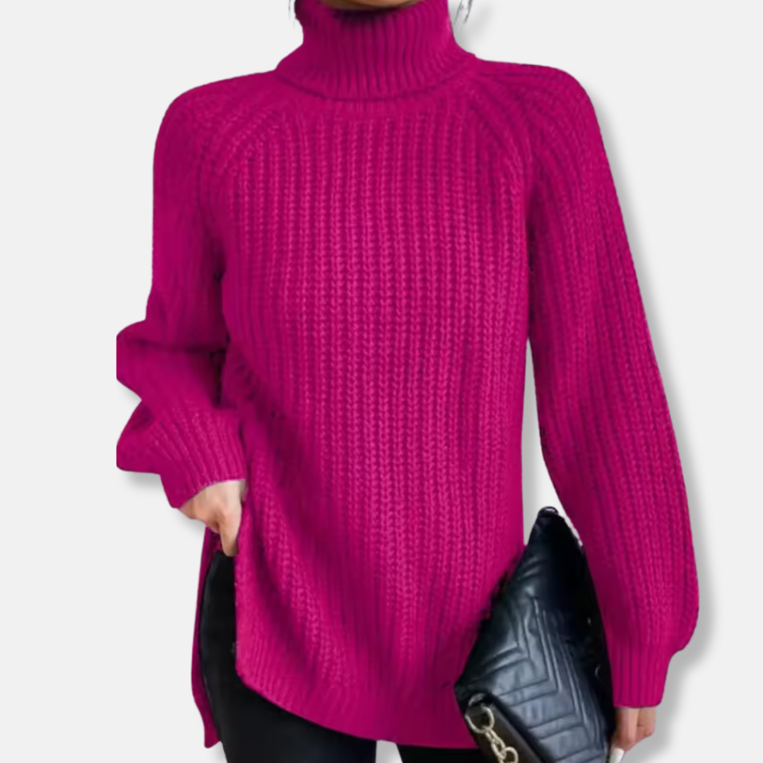 Oversized Ribbed Knit Turtleneck Sweater
