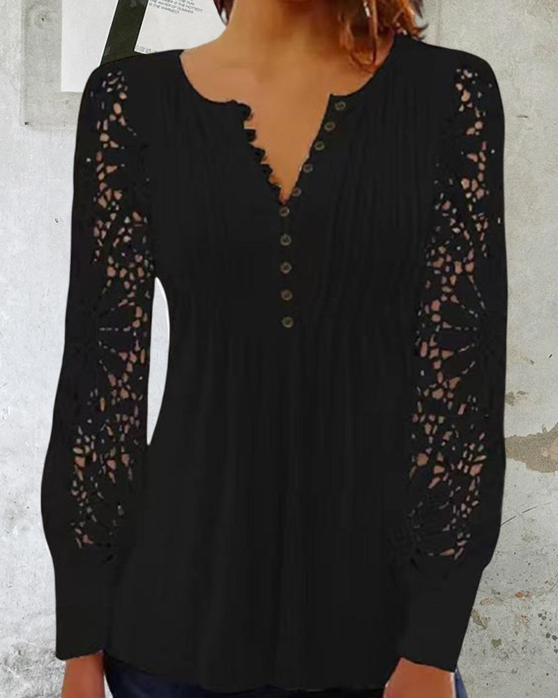 Women's lace top with long sleeves
