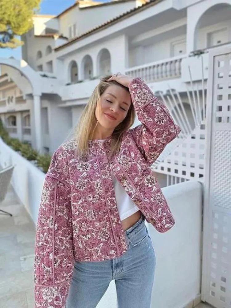 Women's floral pattern quilted jacket