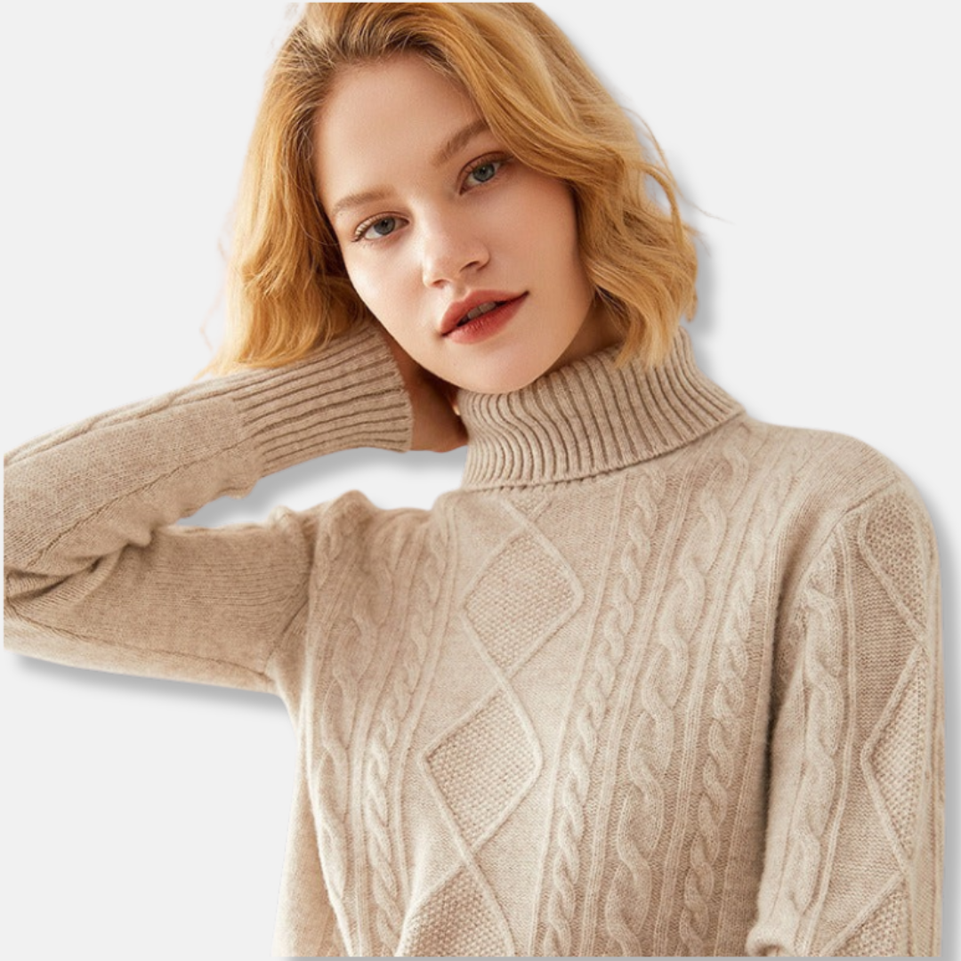 Cable Knit Slim Fit Turtleneck Sweater