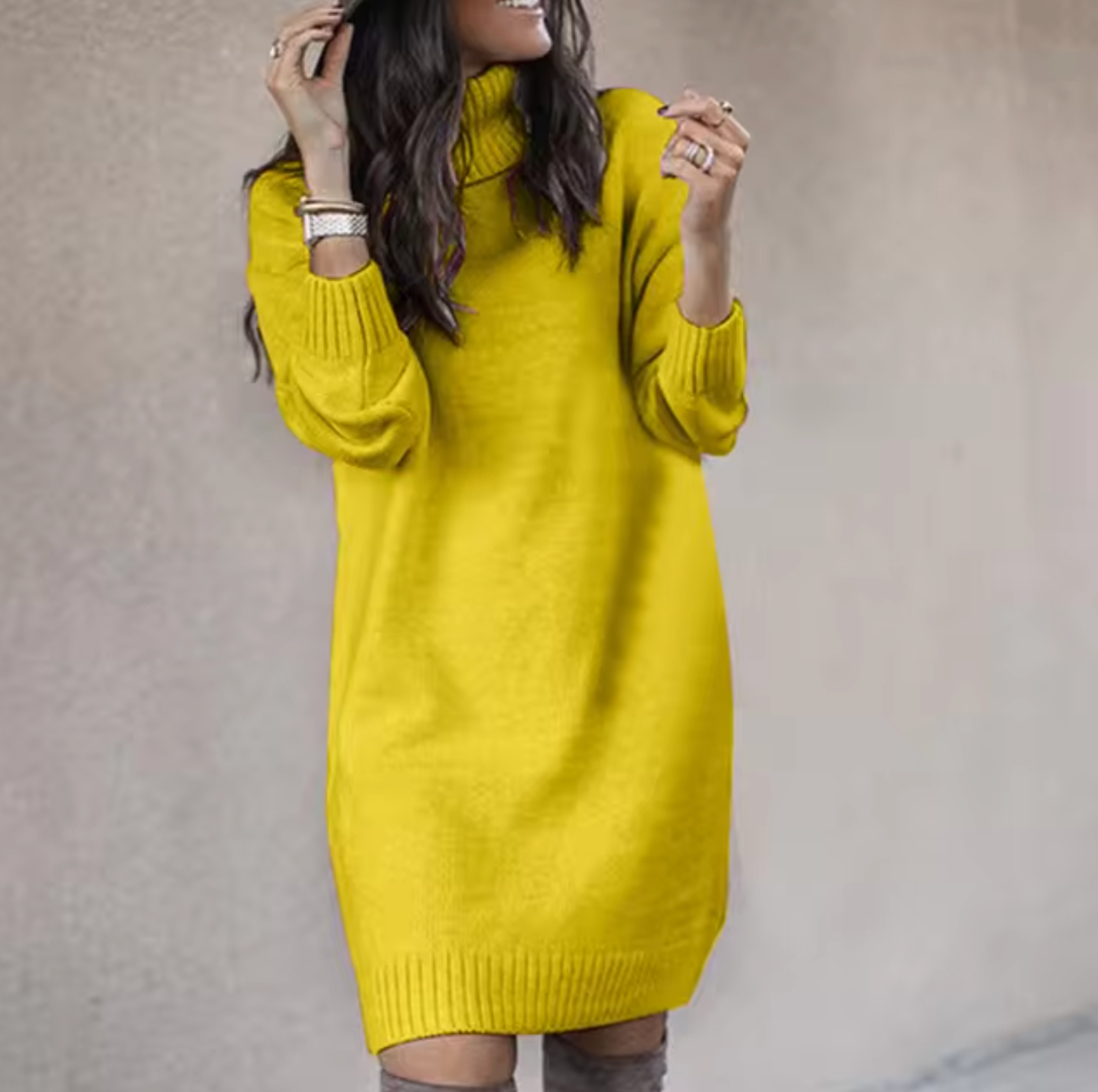 Loose Fit Turtleneck Sweater Dress