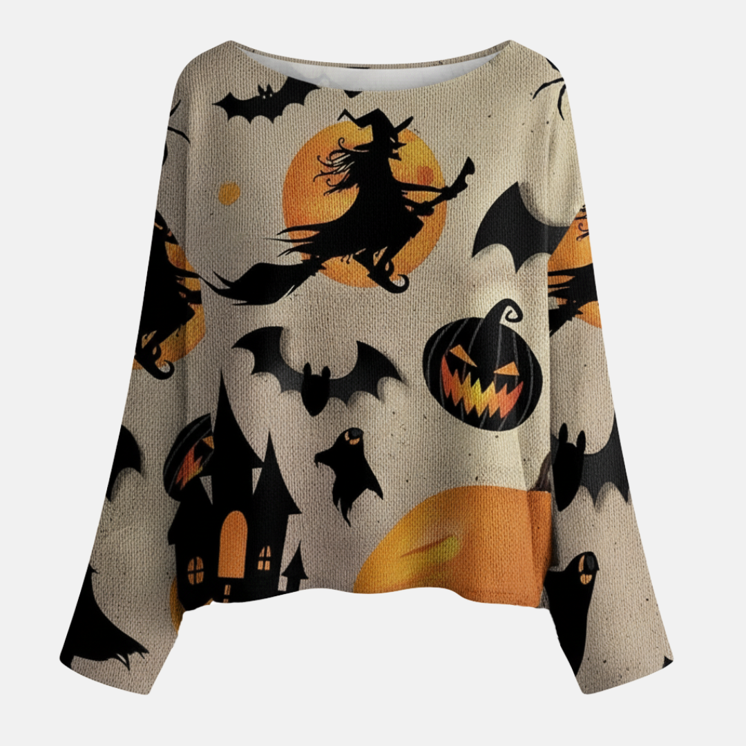 Women’s Sweatshirt - Lightweight Knit - Boat Neck - Long Wide Sleeves