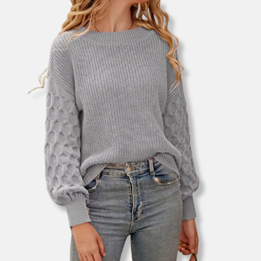 Relaxed Fit Balloon Sleeve Bateau Neck Sweater
