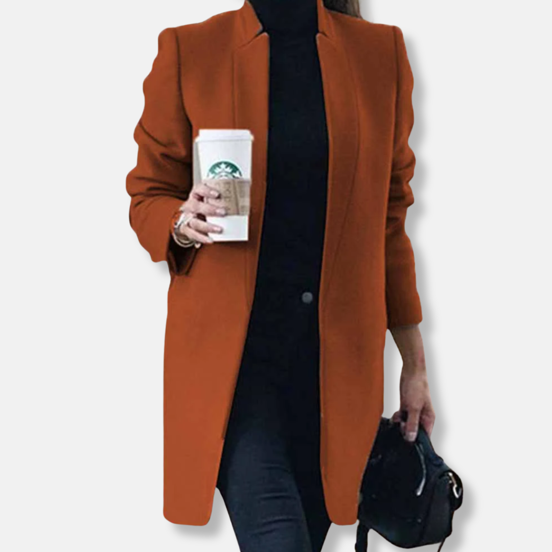 Elisa Wool Tailored Overcoat | Notched Lapel Mid-Length Overcoat