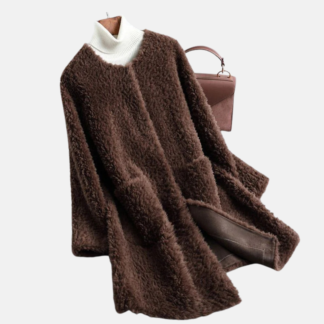 Faux Fur Relaxed Fit Open Front Coat