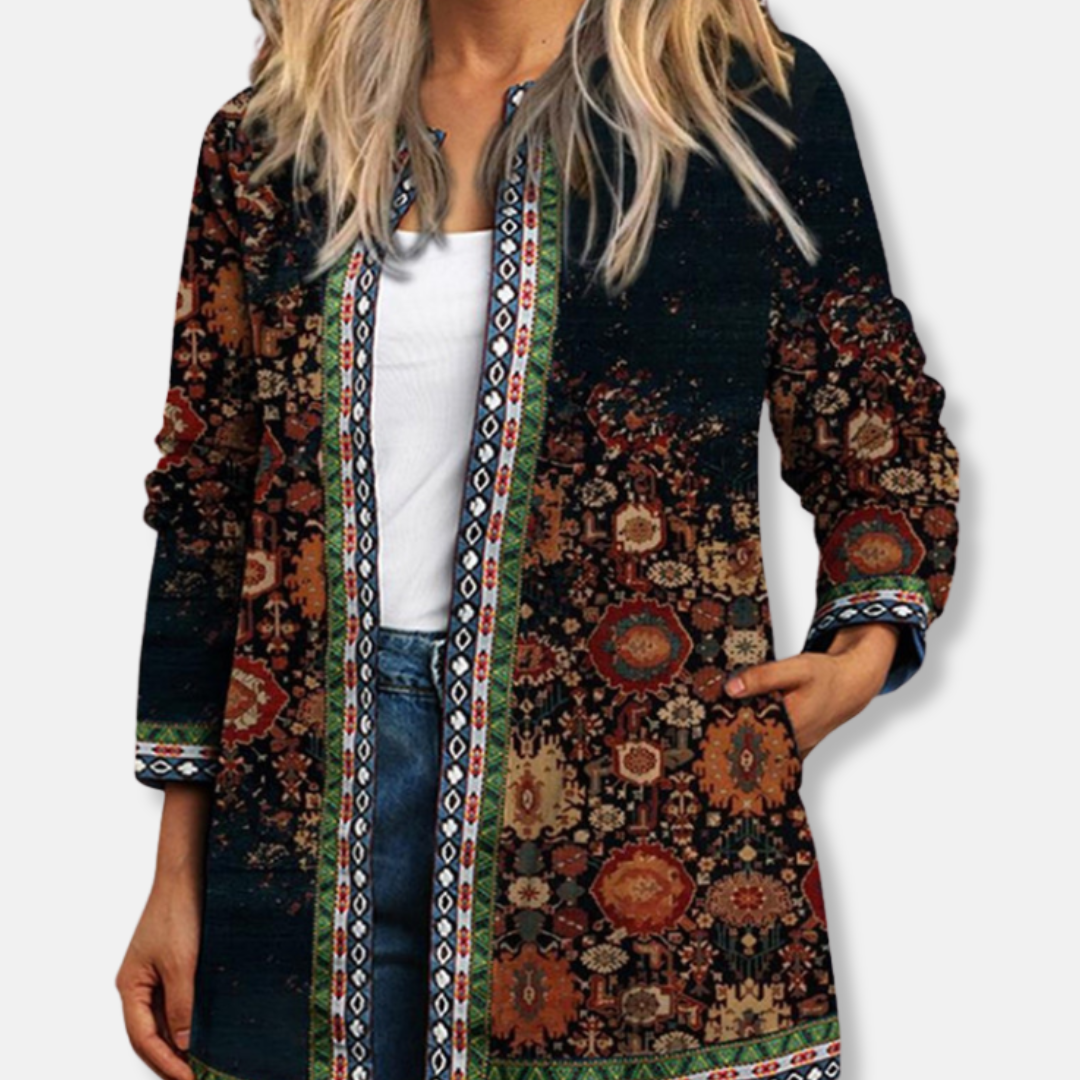 Isabella Cotton Patchwork Cardigan | Relaxed Fit Open Front Cardigan
