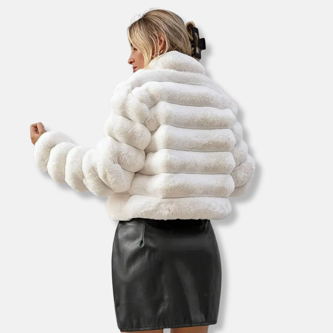 Women’s Jacket - Faux Fur - Cropped Fit - Stand-Up Collar - Long Sleeve