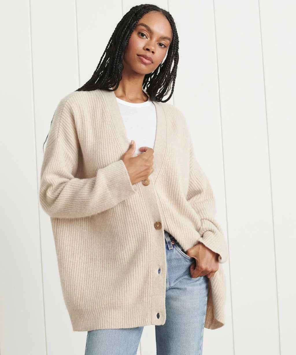 Women's thin knit button-down v-neck cardigan