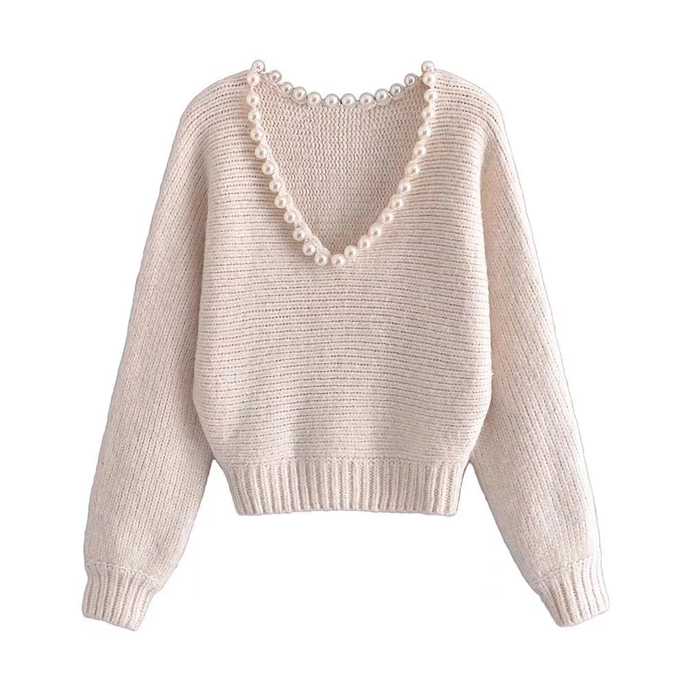 Women's faux pearl sweater