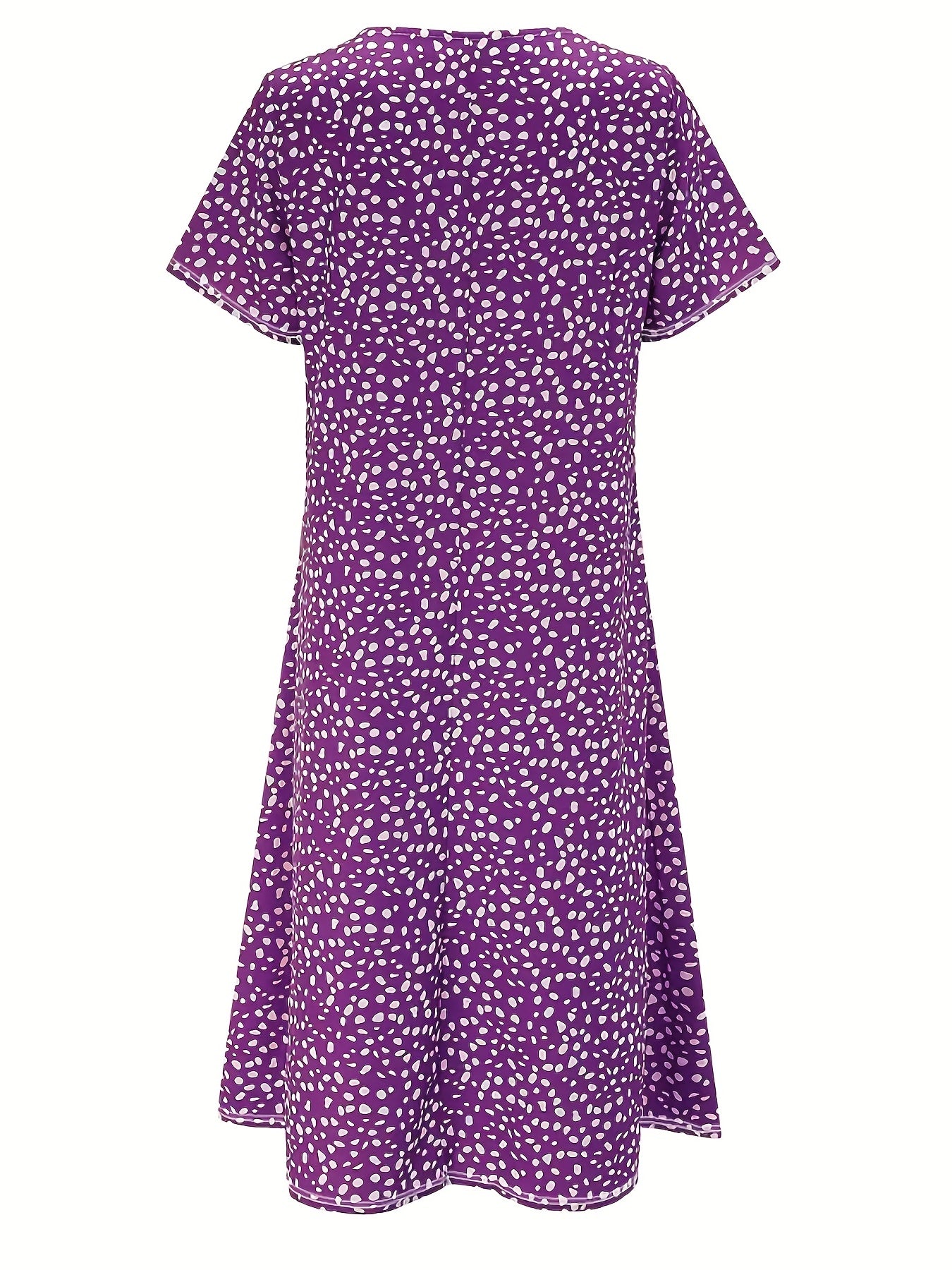 Women's Knee-Length Dress - Short Sleeve - Relaxed A-Line Fit - Lightweight Casual Wear