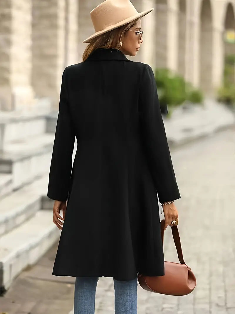 Women's autumn winter long sleeve woolen coat