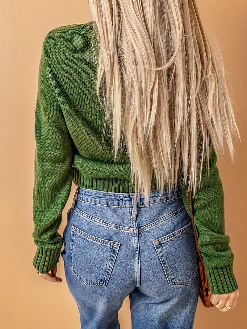Women's textured button pocket long sleeve knit cardigan