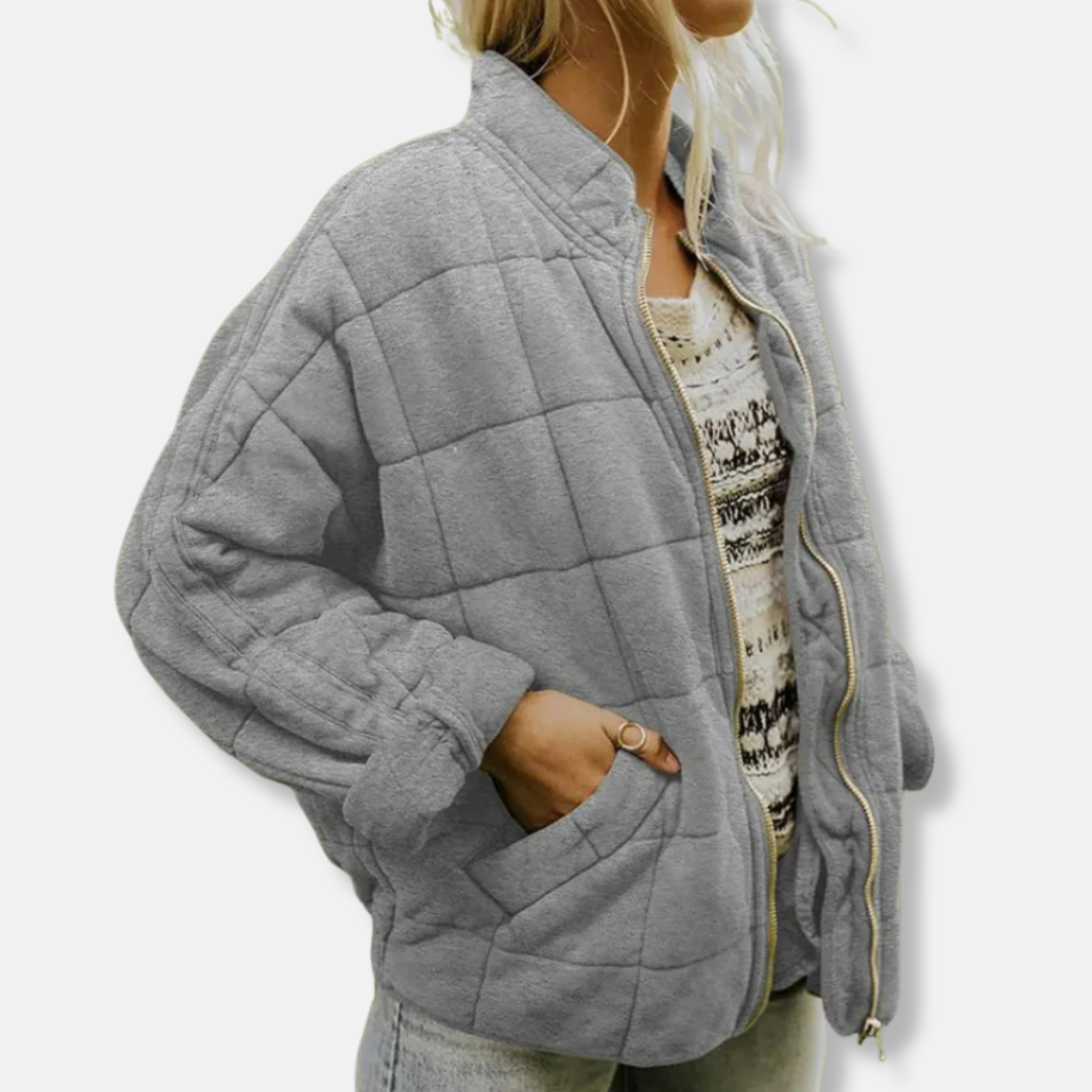 Rosie Cotton Quilted Jacket | Relaxed Fit Stand Collar Jacket
