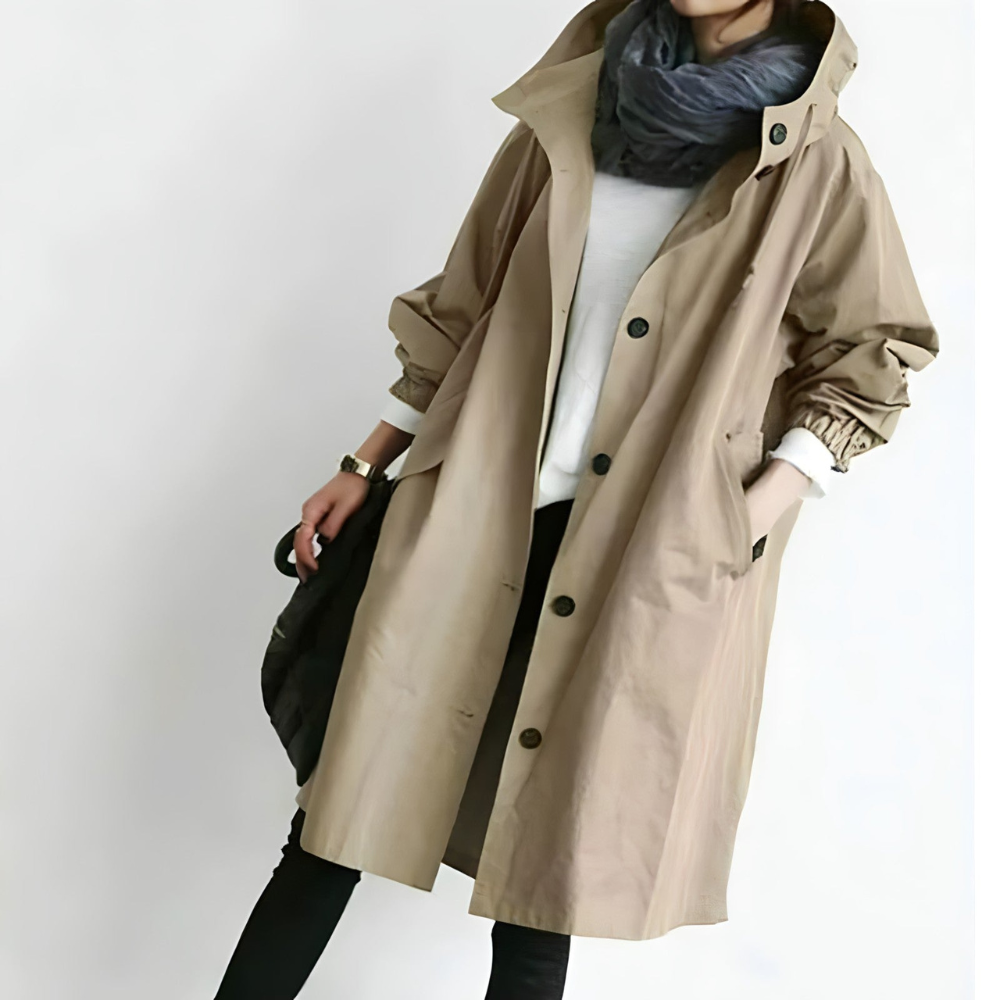 Women's autumn casual long windbreaker jacket