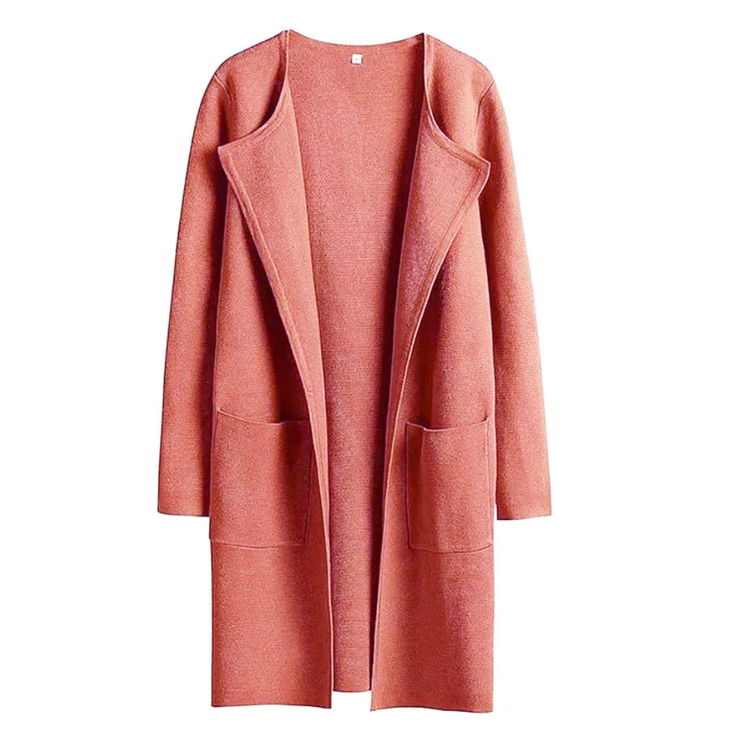 Ladies elegant long cardigan with front pockets