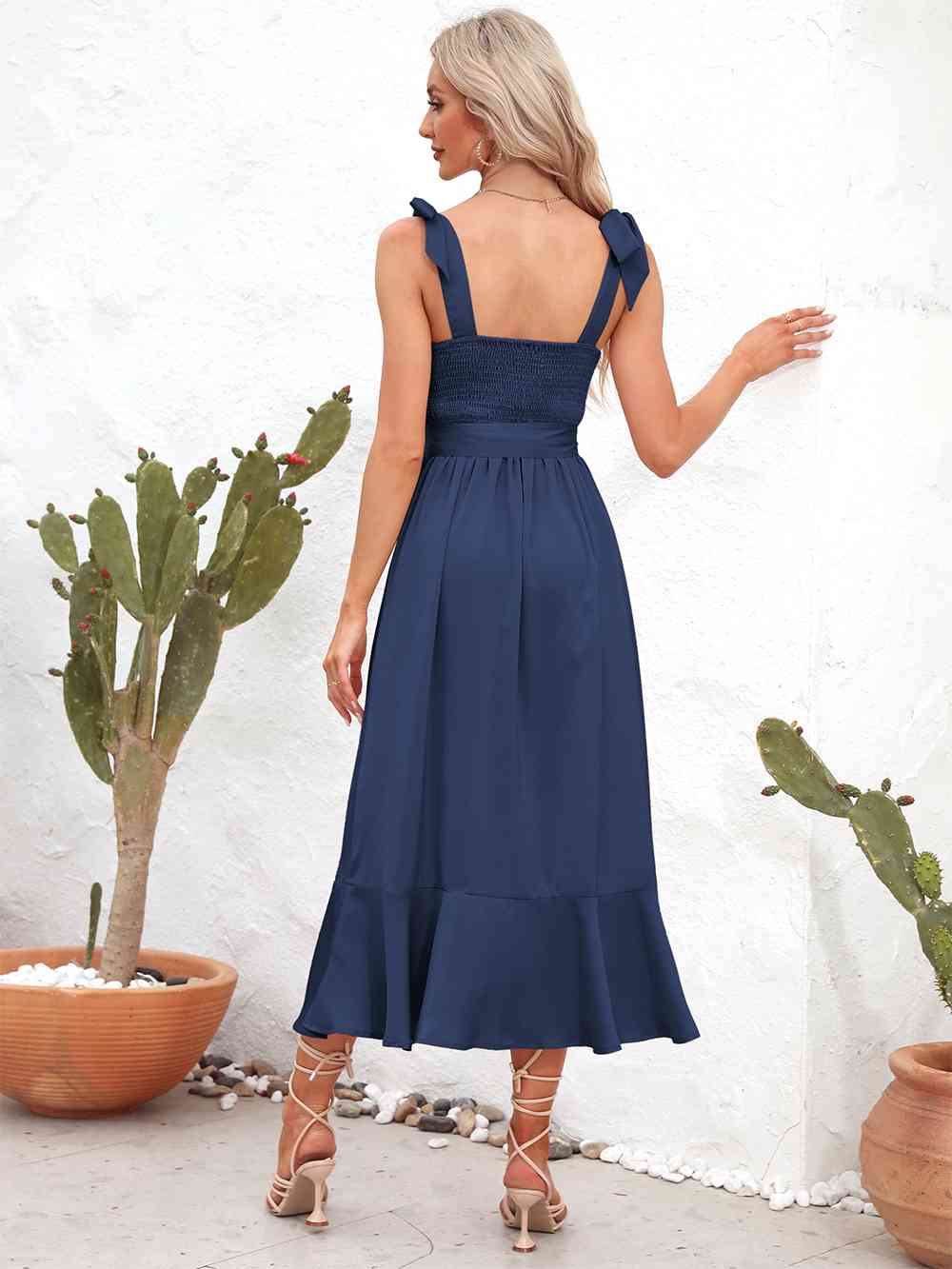 Tie Strap Flowy A-Line Midi Dress