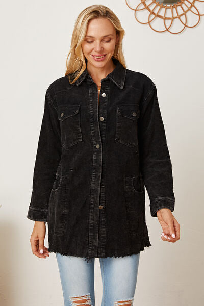 Vivienne - raw hem pocketed button up jacket
