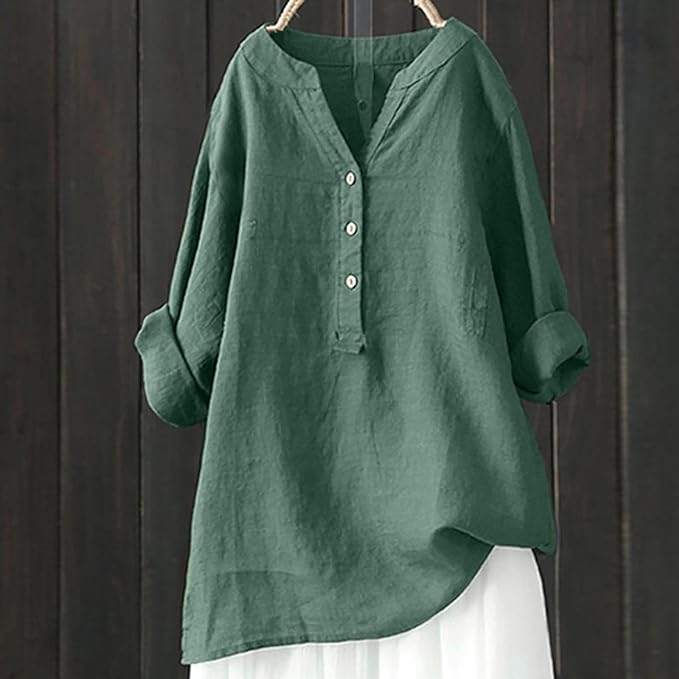 Loose Stand Collar Button Sleeve Shirt