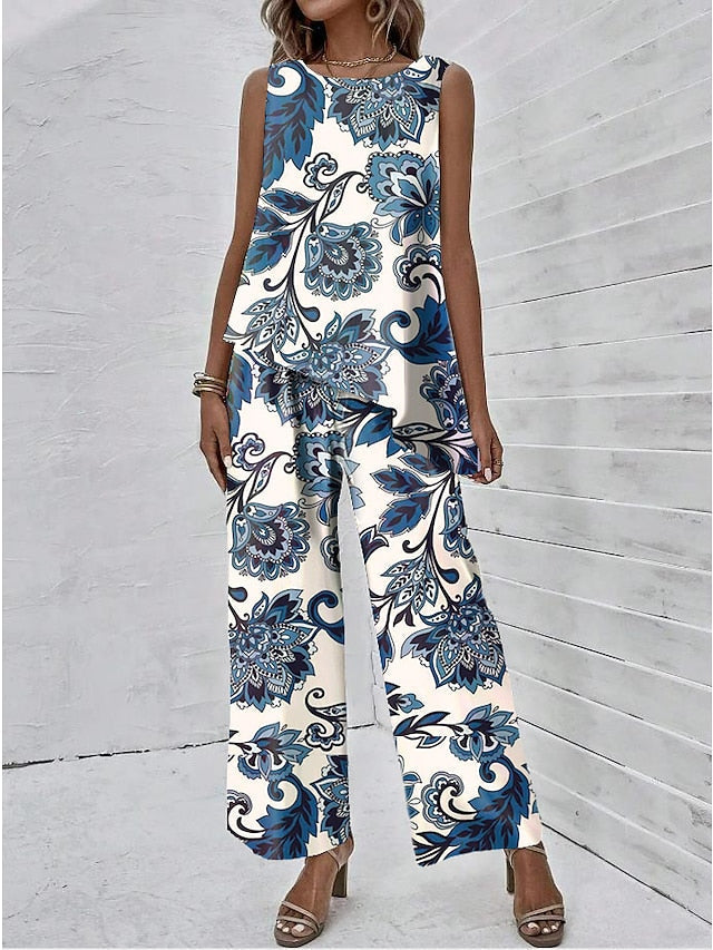 Heloisa - Sleeveless Top and Wide Pants with print