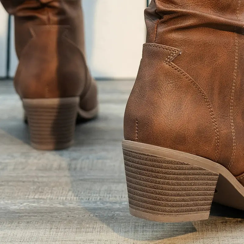 Women's high heel maillard v-mouth skinny boots