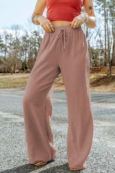 Tahira - texture tied wide leg pants