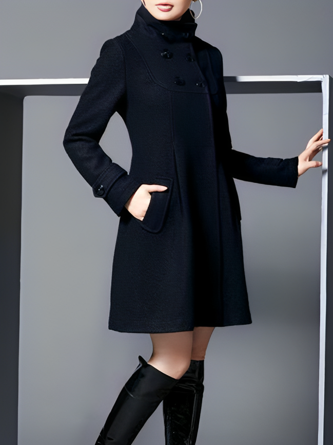 Women's mid-length hooded cloak windbreaker coat
