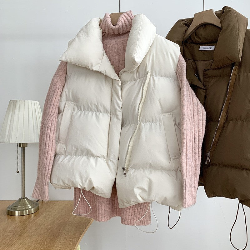 Women's Puffer Vest - Quilted Insulated - Funnel Collar - Zip Closure - Lightweight Layer