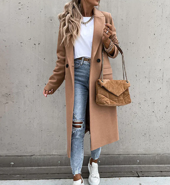 Marina - single-breasted long trench coat