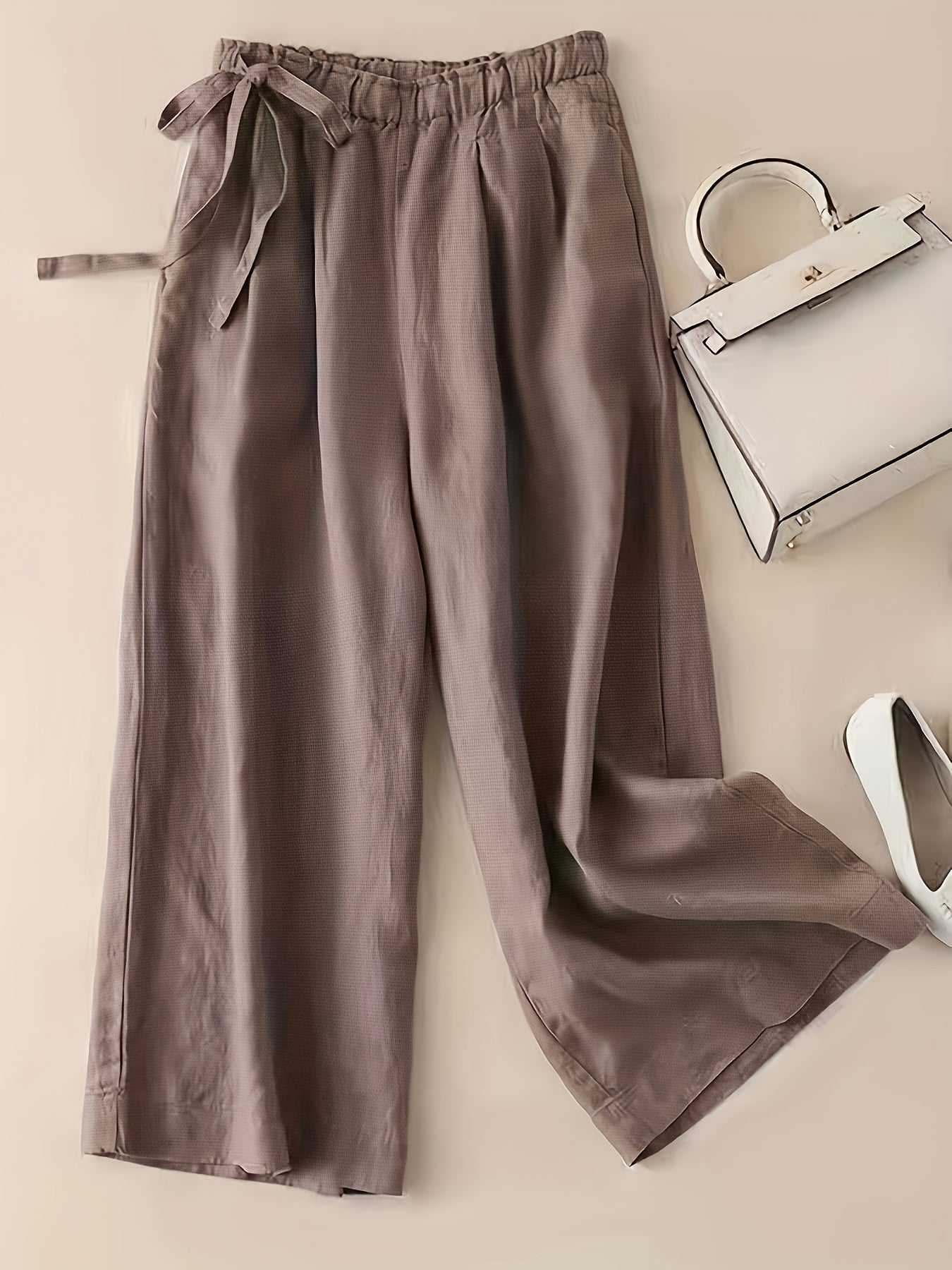 Women's high waist wide leg pants with side tie
