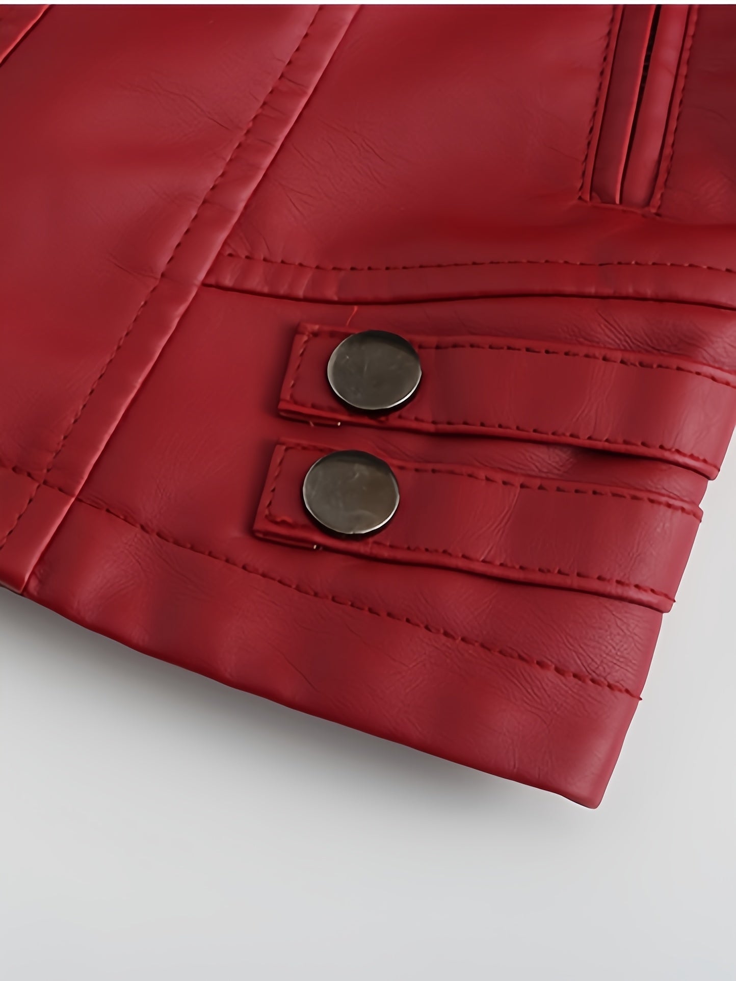 Studded moto jacket with zip closure and stand collar for women