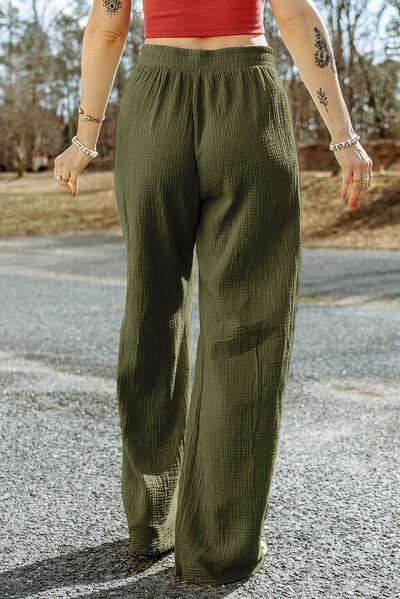 Tahira - texture tied wide leg pants